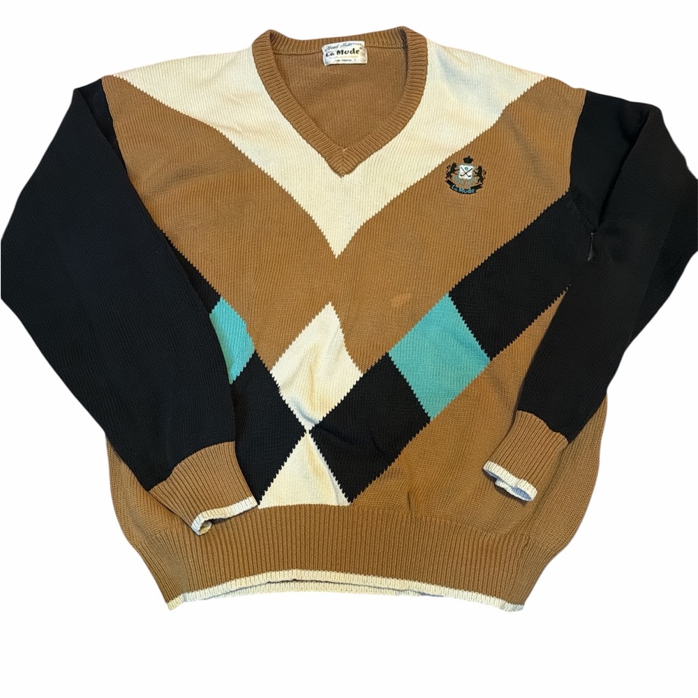 La Mode LA All Cotton Heavy Knit Vintage Golf Pullover Sweater Mens‎ XL
